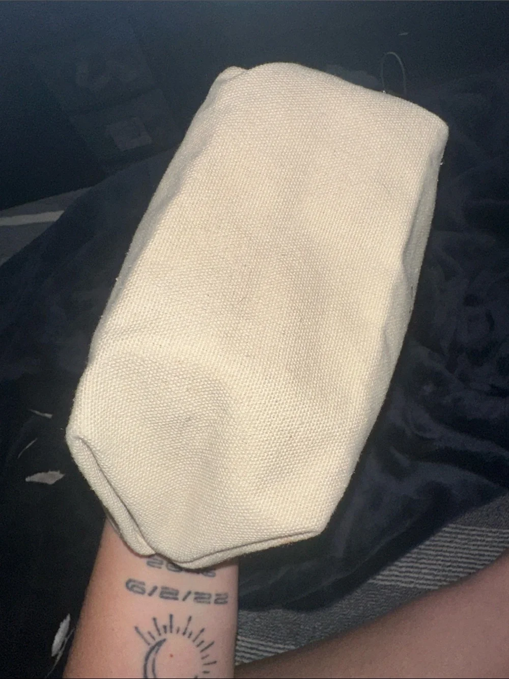 Origins Natural Canvas Cosmetic Pouch with Black Logo